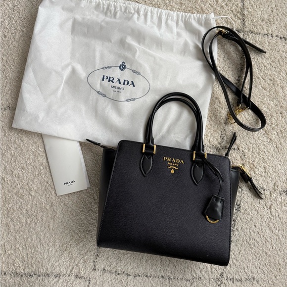 Prada Black Saffiano Leather Satchel - Picture 2 of 11